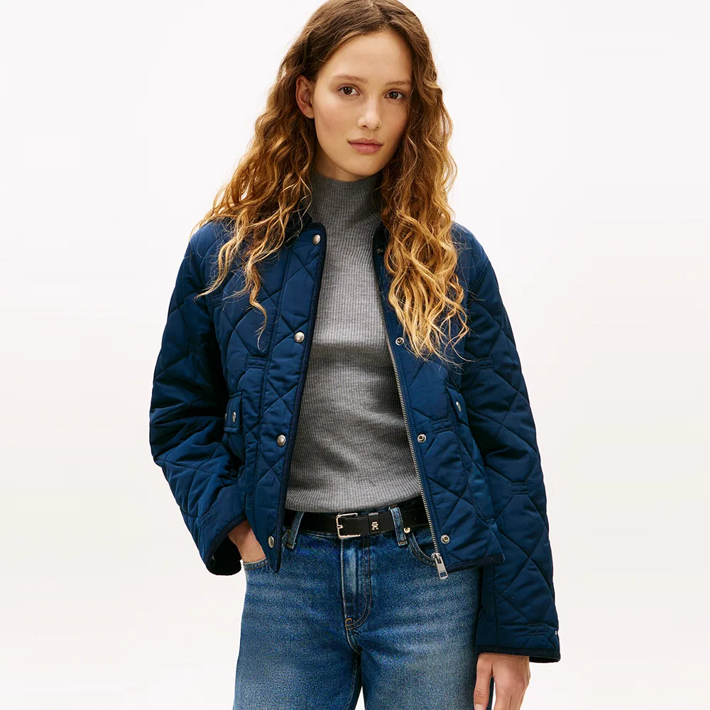 Женский стёганый жакет с флаговым узором тёмно-синий от Tommy Hilfiger Women