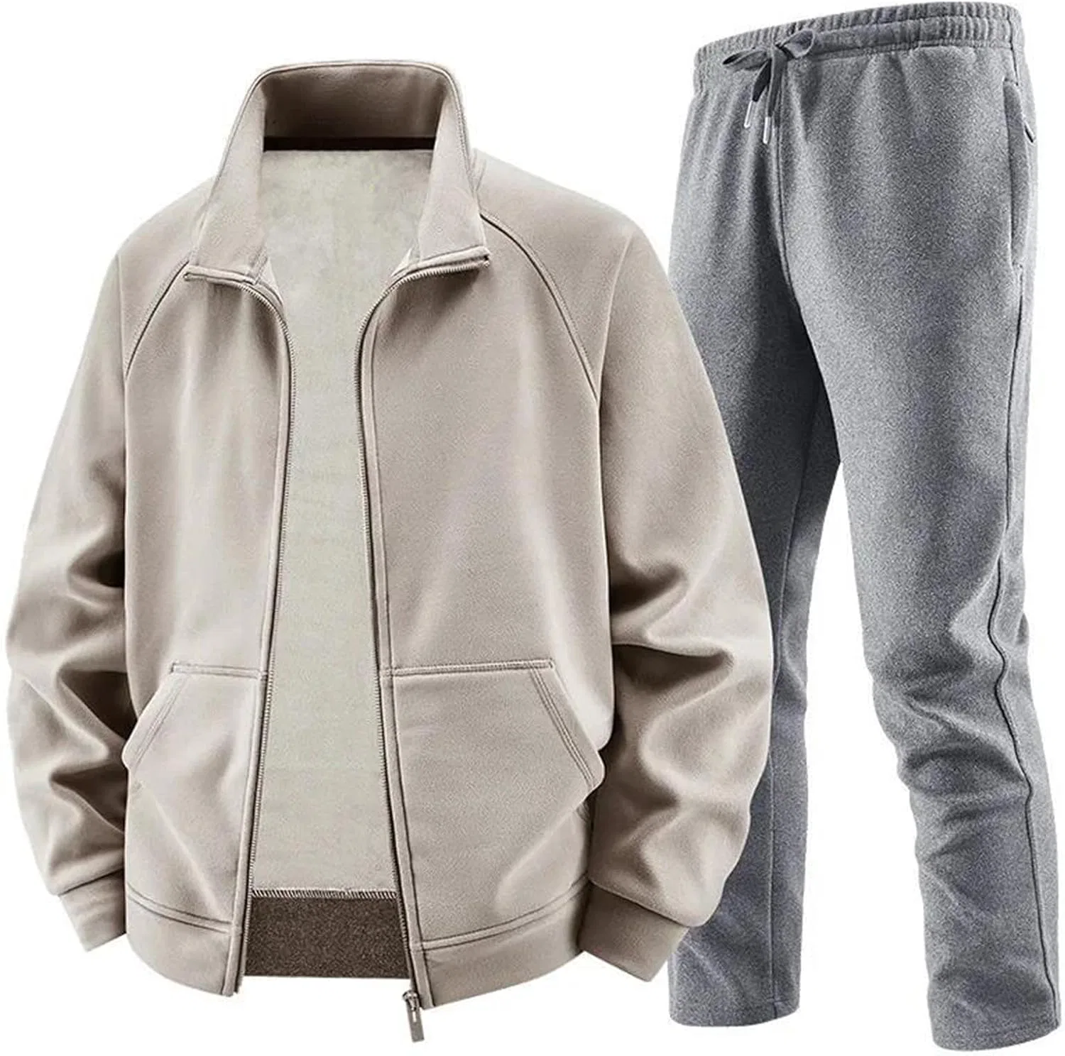 Спортивный костюм флисовый, мужской, тёплый, бренд Generic, серый — фото 4