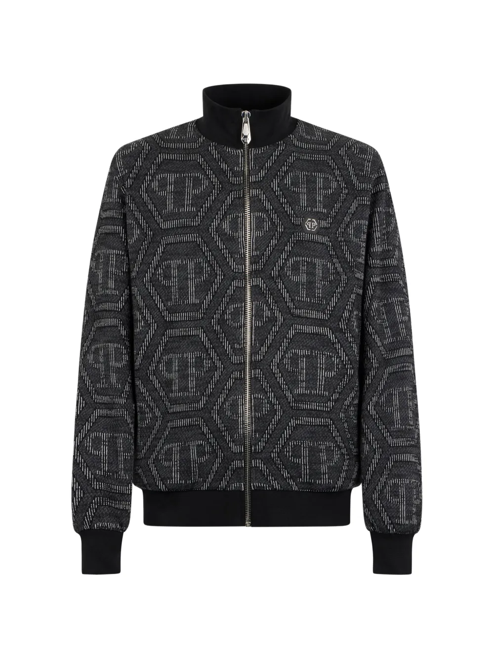 

Спортивная куртка с жаккардовым монограммным узором Philipp Plein, серый