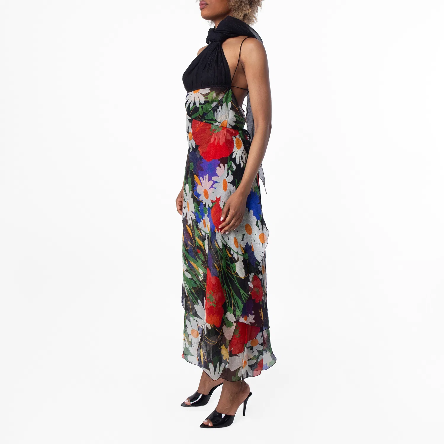 Платье-макси с принтом Daisy Garden Silk Blend Dress Burberry, Black Ip Pattern — фото 3