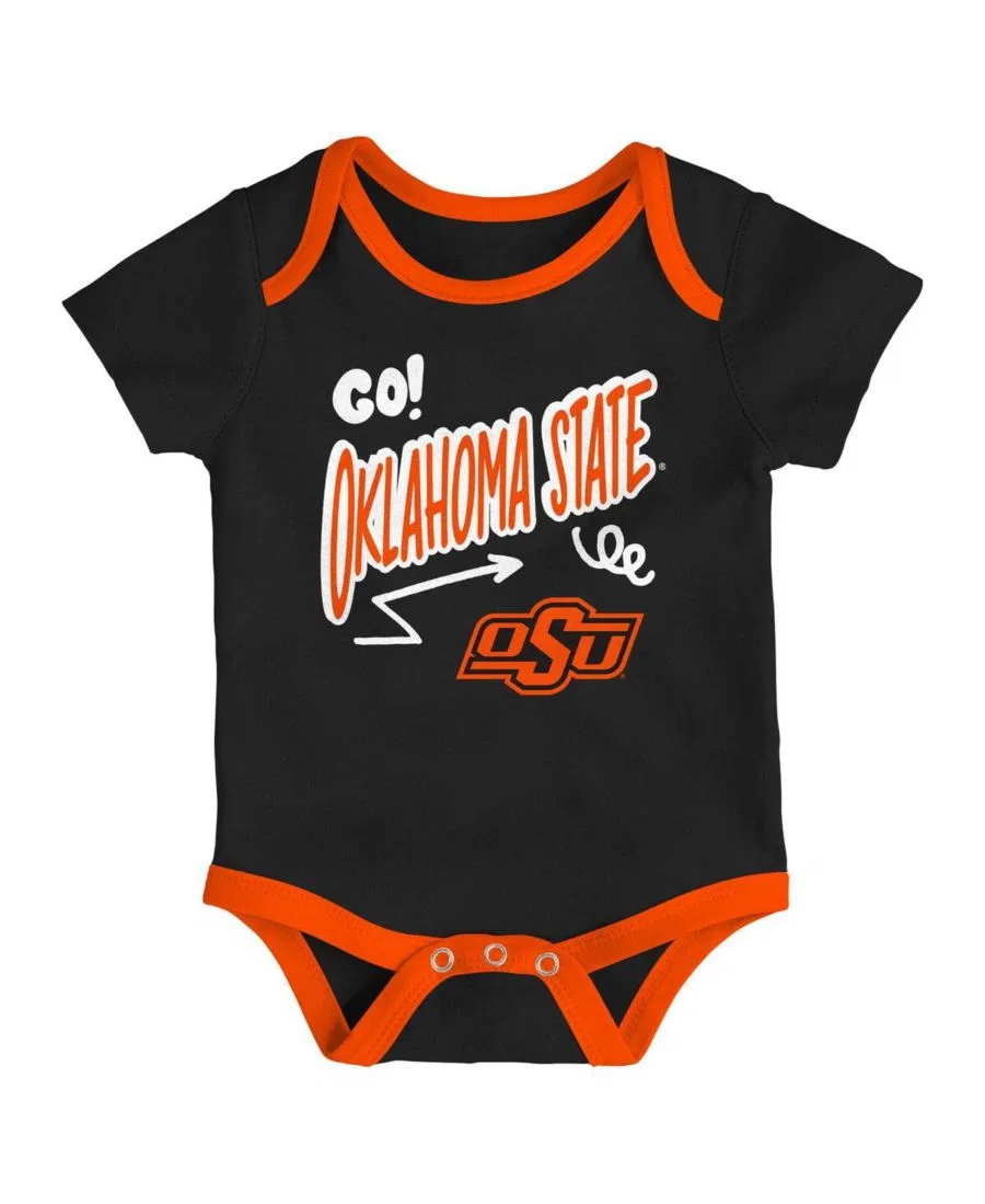 Комплект из 3 боди с коротким рукавом Oklahoma State Cowboys Outerstuff, Orange Black — фото 3