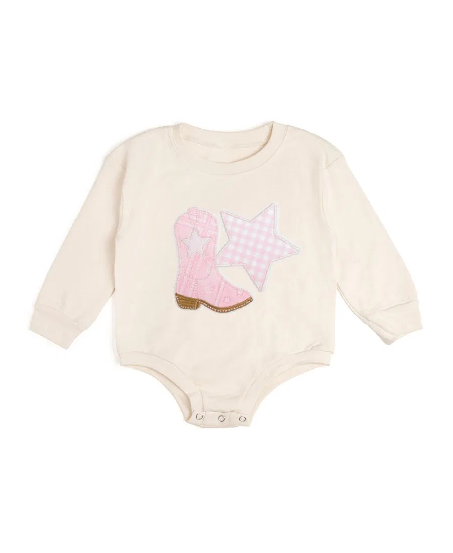 Боди-комбинезон с длинным рукавом Bandana Cowgirl Patch Sweet Wink, Natural