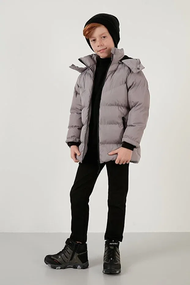 Детское зимнее пальто для девочек на молнии с капюшоном Lela, Light Gray