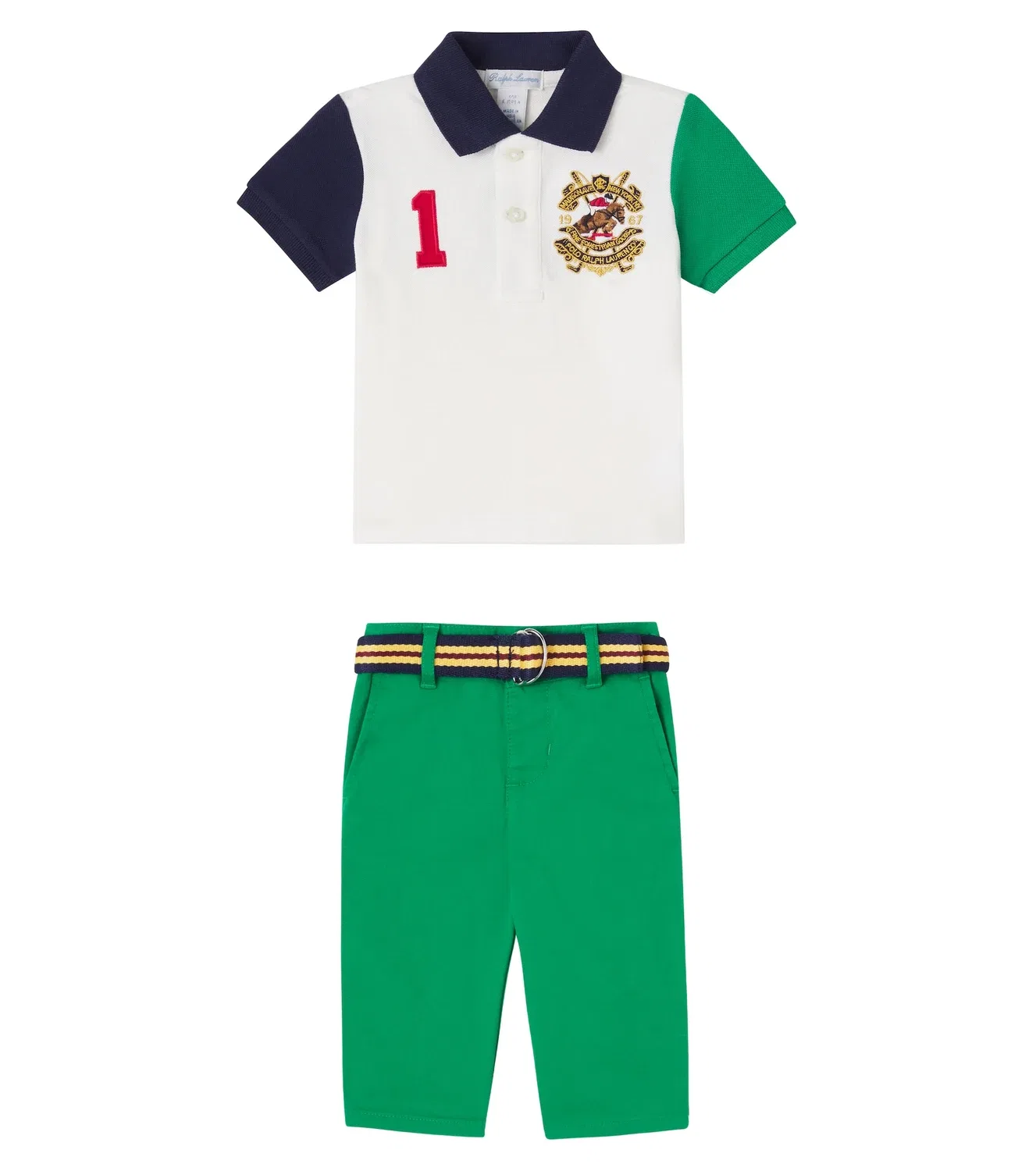 Комплект из рубашки-поло и брюк хлопковый Polo Ralph Lauren Kids, мультиколор