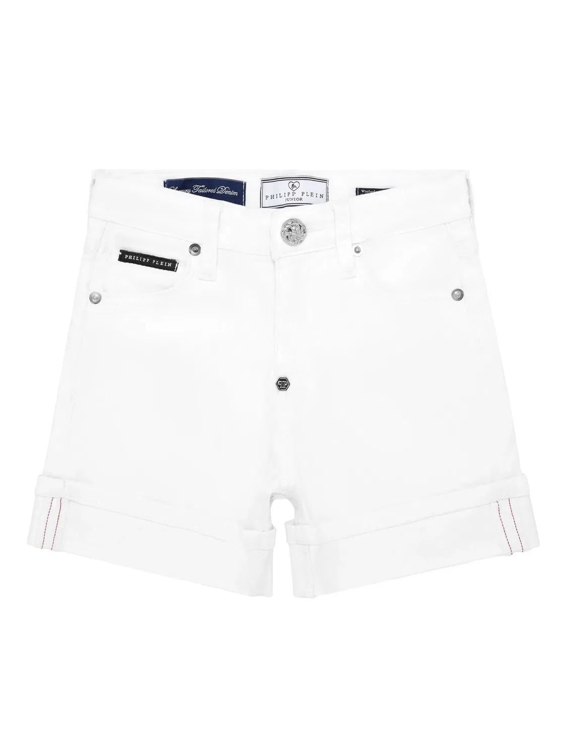 Джинсовые шорты с отворотом Philipp Plein, белый