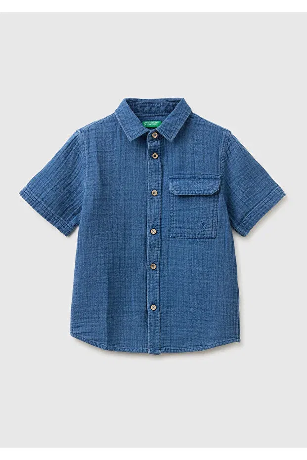 Детская рубашка для мальчиков с коротким рукавом United Colors Of Benetton, Navy Blue