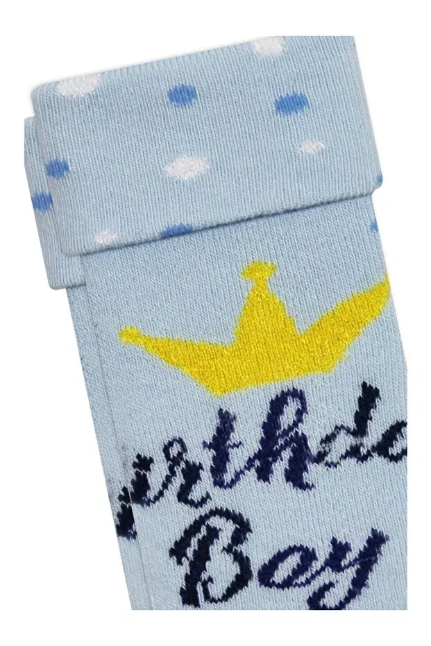 Детские пинетки для мальчиков с принтом Birthday patterned towel Semoor, Gray-Blue-Purple — фото 4