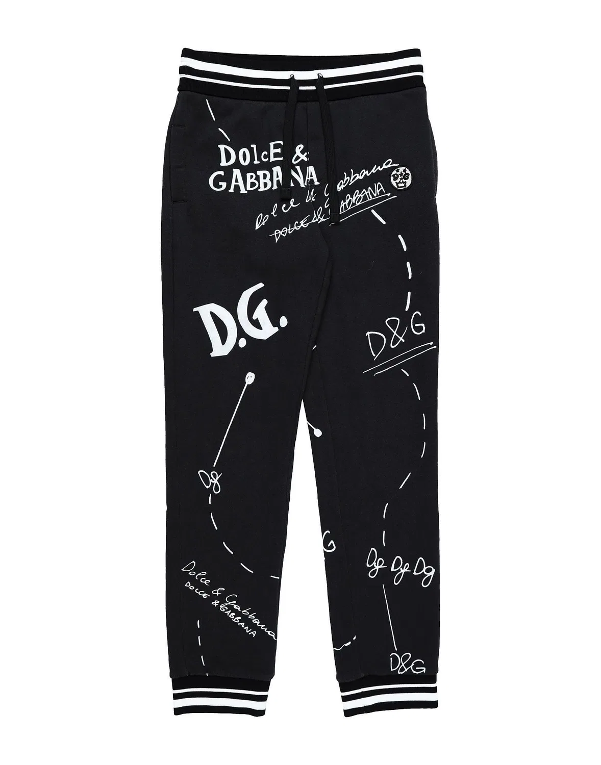 Детские штаны для мальчиков из футера с логотипом Dolce&Gabbana, черный
