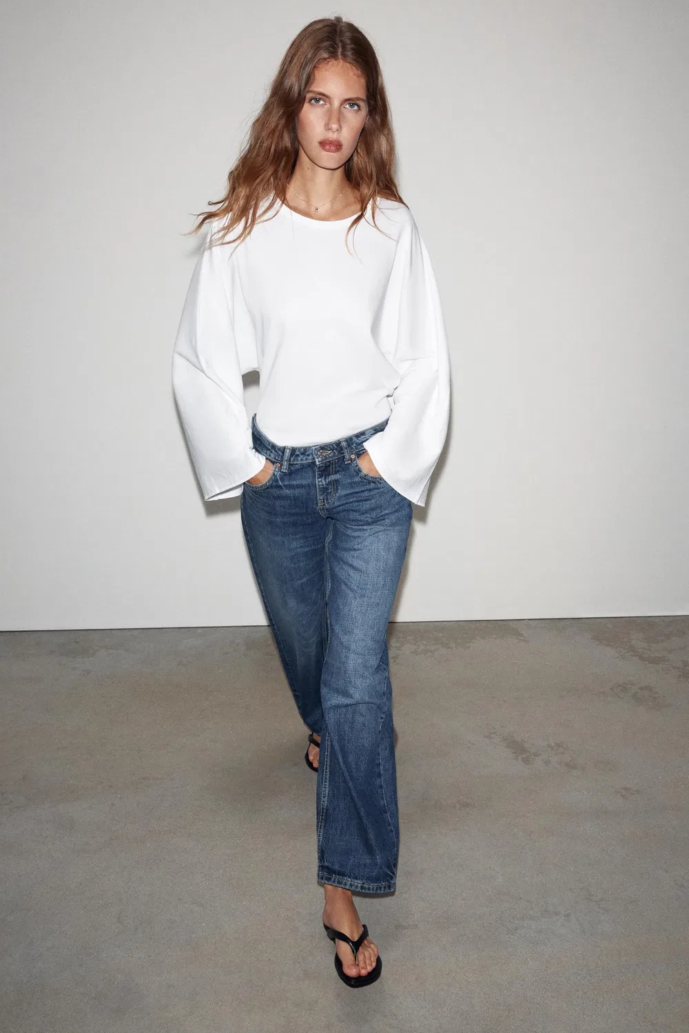 Джинсы Z1975 с низкой посадкой, стандартного кроя. ZARA, Blue