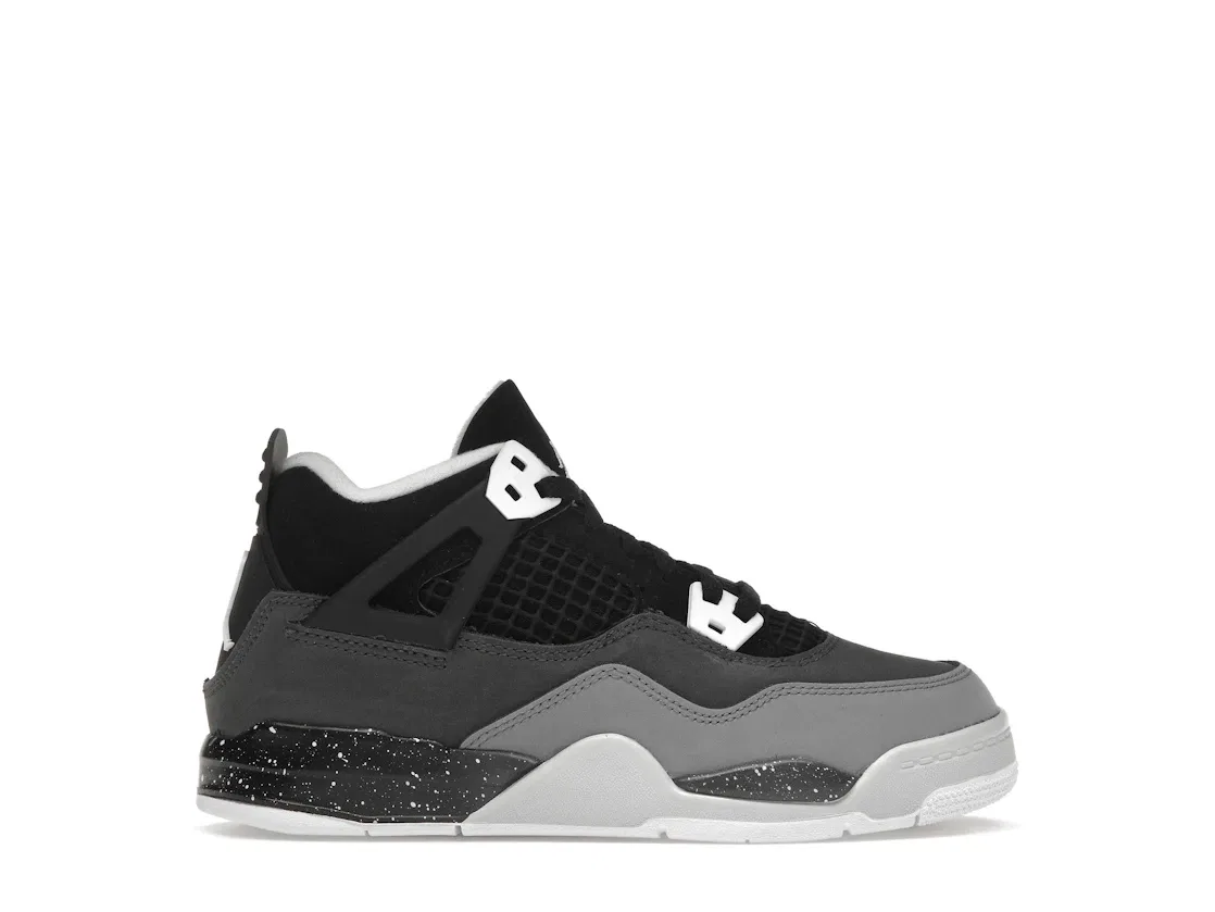 Детские кроссовки для мальчиков высокие с принтом Jordan 4 Retro Fear, Black/White/Anthracite/Black/Pure Platinum