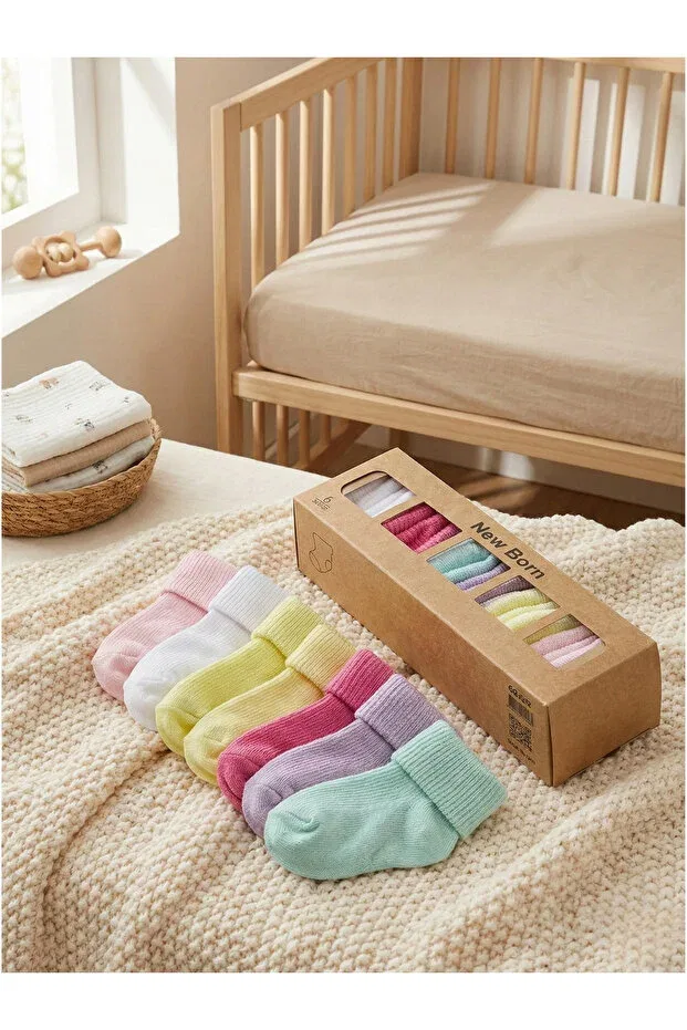 Детские носки для новорожденных хлопковые 6 пар Unisex Ens Group Avm, Multicolor — фото 3