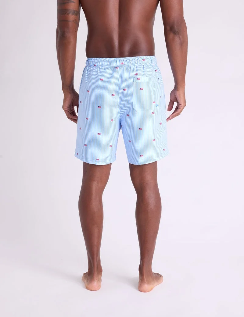 Мужские шорты для плавания U.S. Polo Assn. 7" Flag Stripe, голубой — фото 2