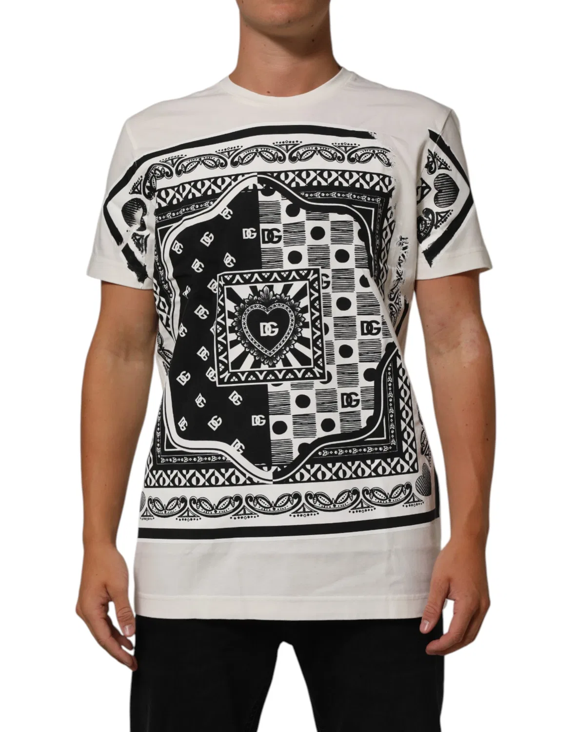 Мужская футболка с принтом бандана Bandana Print CrewNeck T-shirt Dolce & Gabbana, White — фото 2