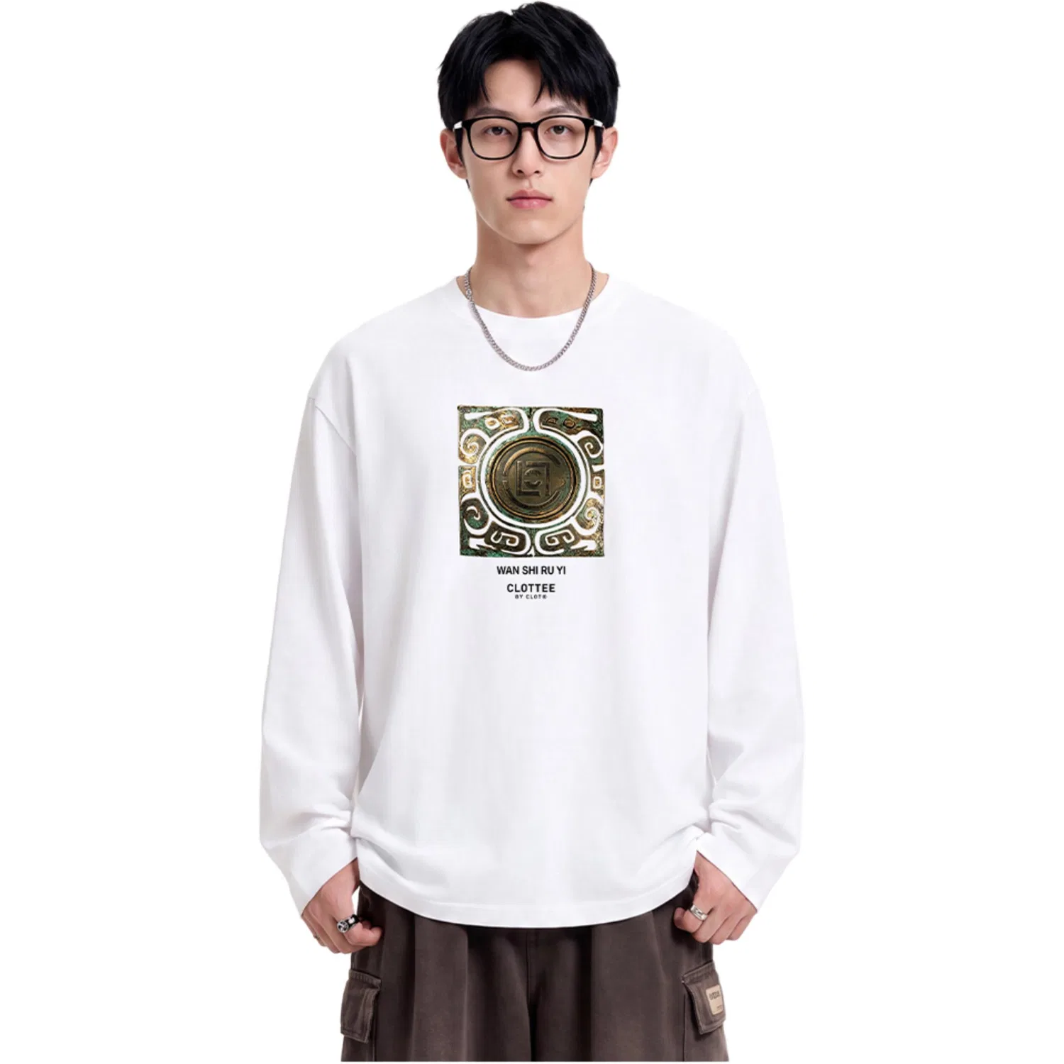 Детская футболка с круглым вырезом, Moderate Straight Fit, CLOT, White — фото 4
