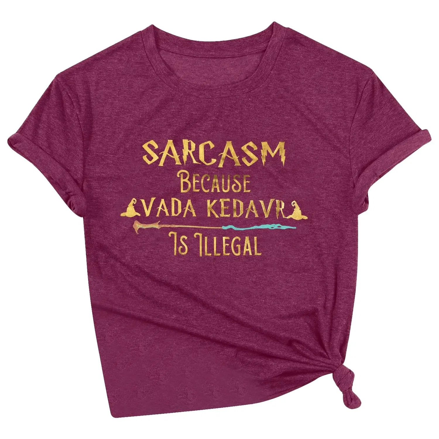 Женская футболка с принтом Sarcasm Because Avada Kedavra is Illegal, Vino
