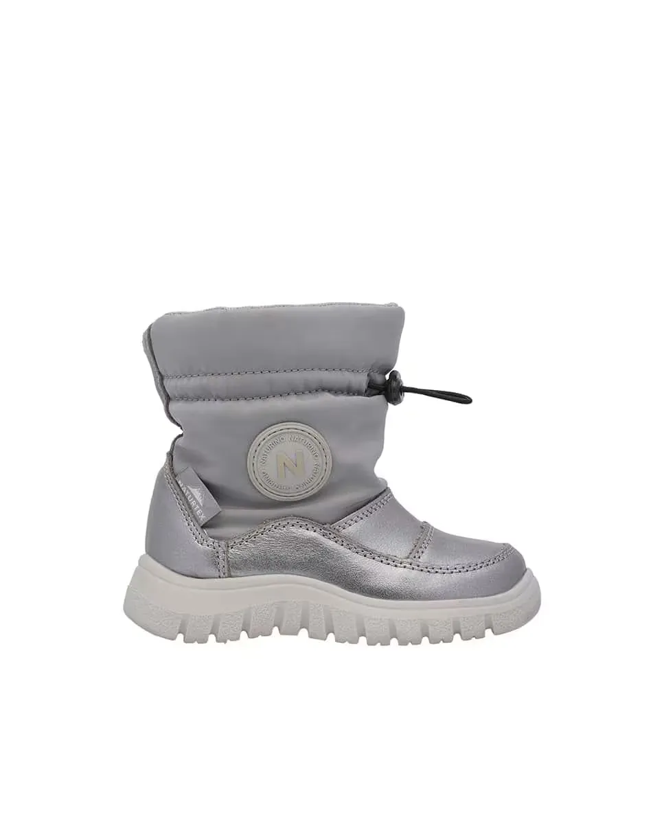 

Ботинки для девочек из замши и технической ткани Naturino, серебряный