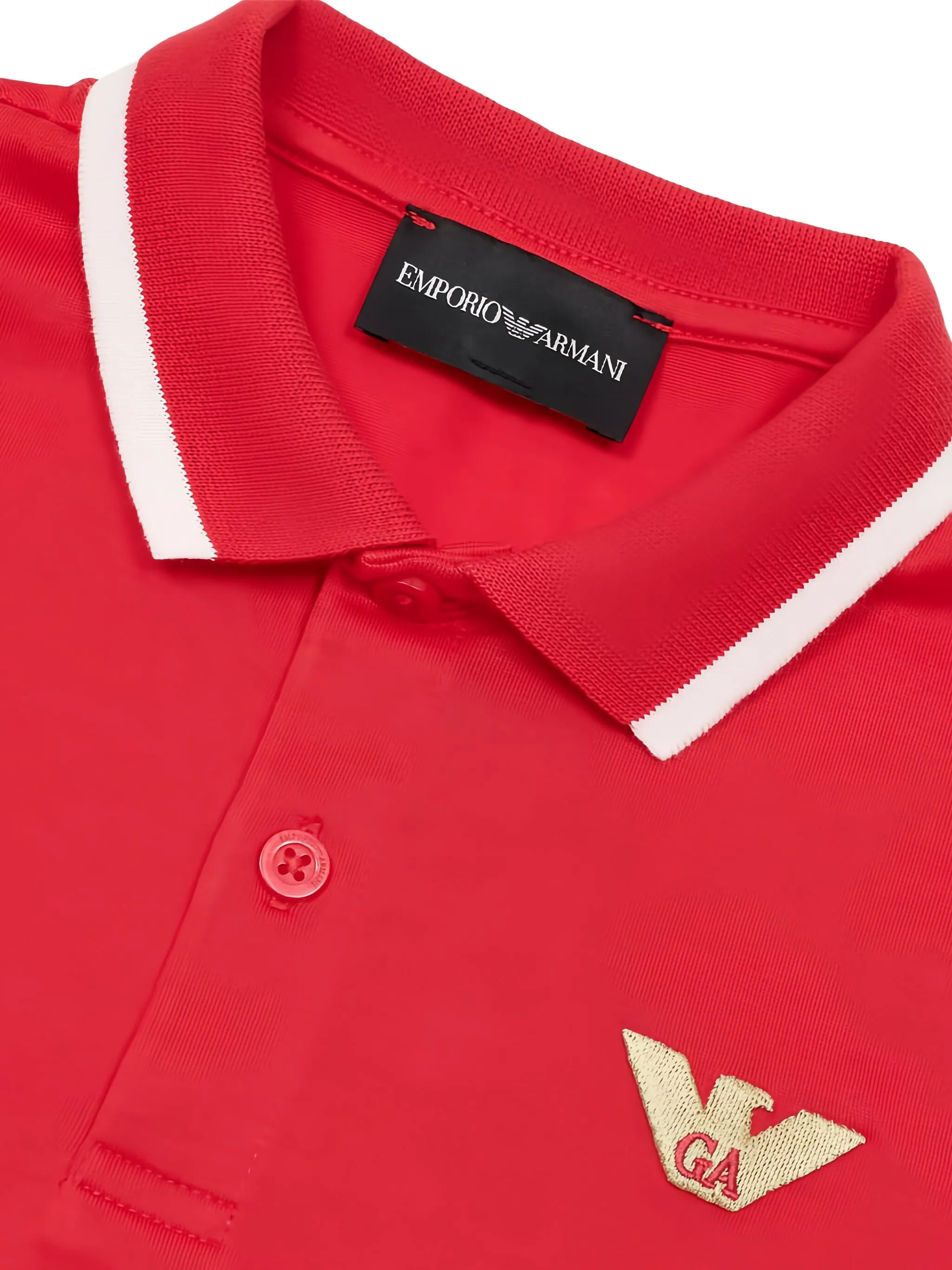 Рубашка поло с вышитым логотипом Emporio Armani Kids, красный — фото 3