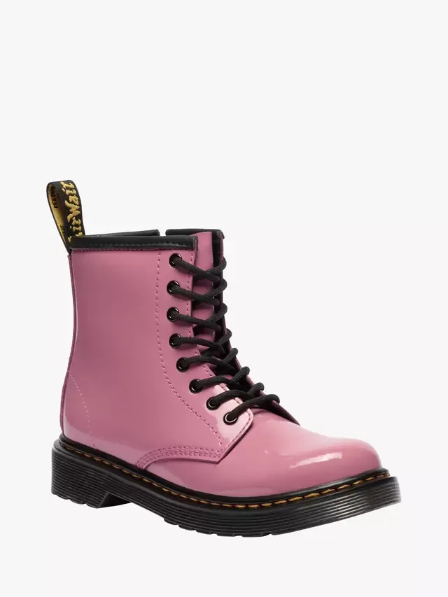 Детские лакированные ботинки на шнуровке 1460, розовые Dr. Martens — фото 2