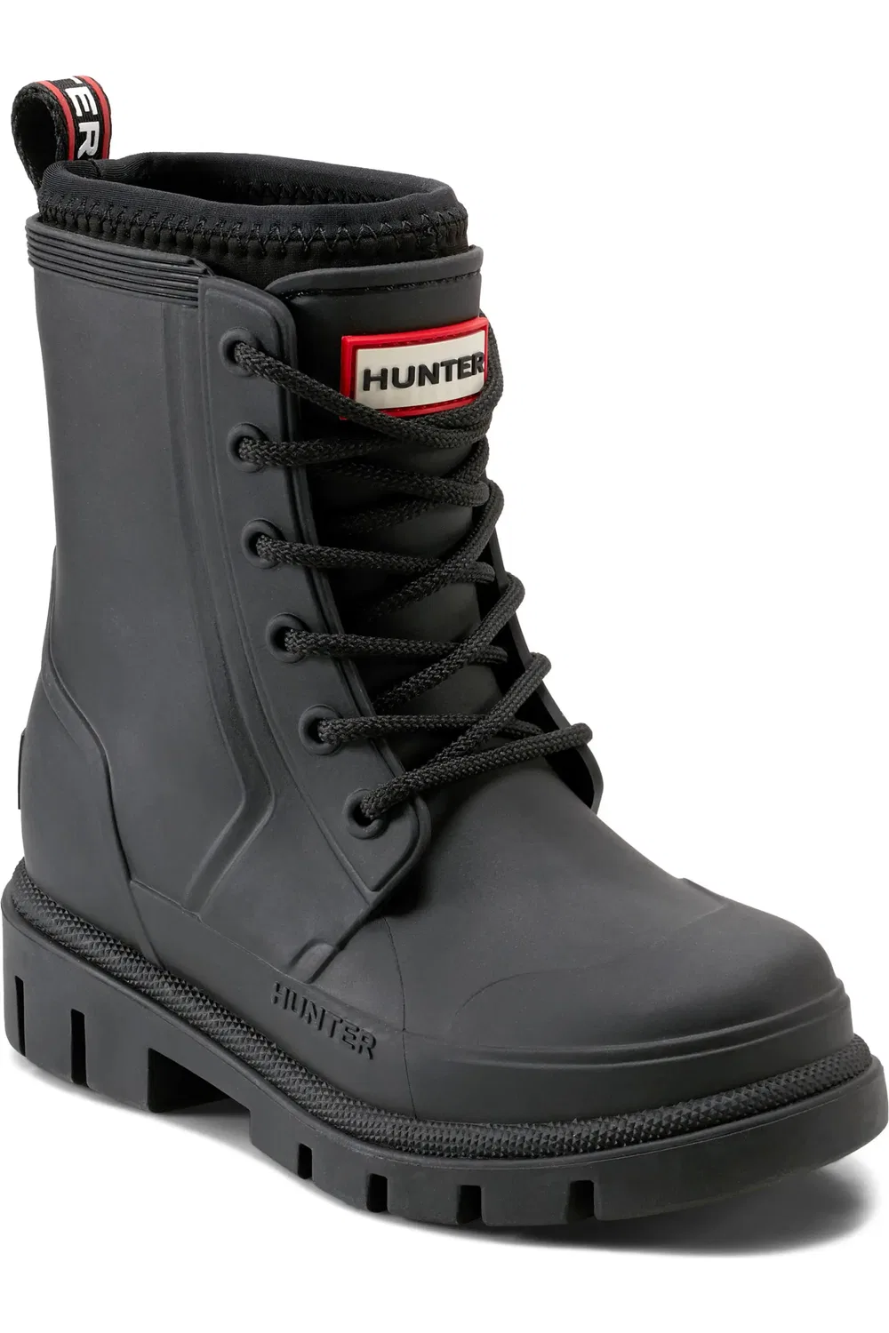 Детские ботинки водонепроницаемые на шнуровке Stomper Hunter, Black/Black/White/Red