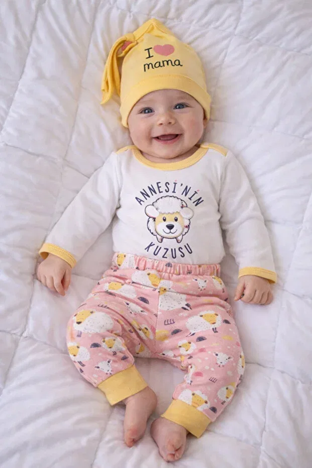 Детский комплект боди и штанов с принтом Mother's Lamb Babyhola, Pink