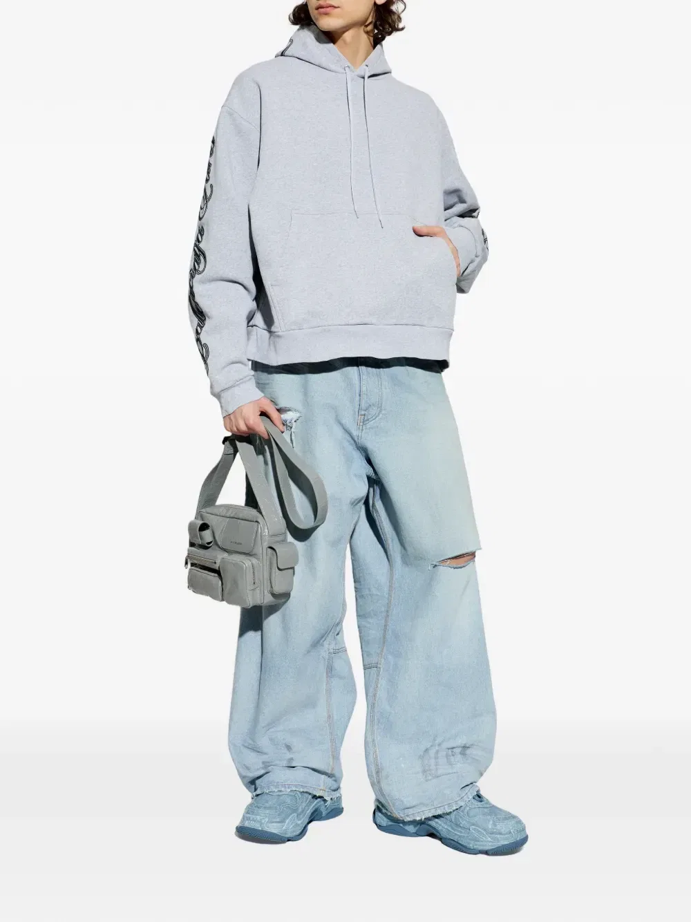 Худи Cursive Balenciaga, серый — фото 2