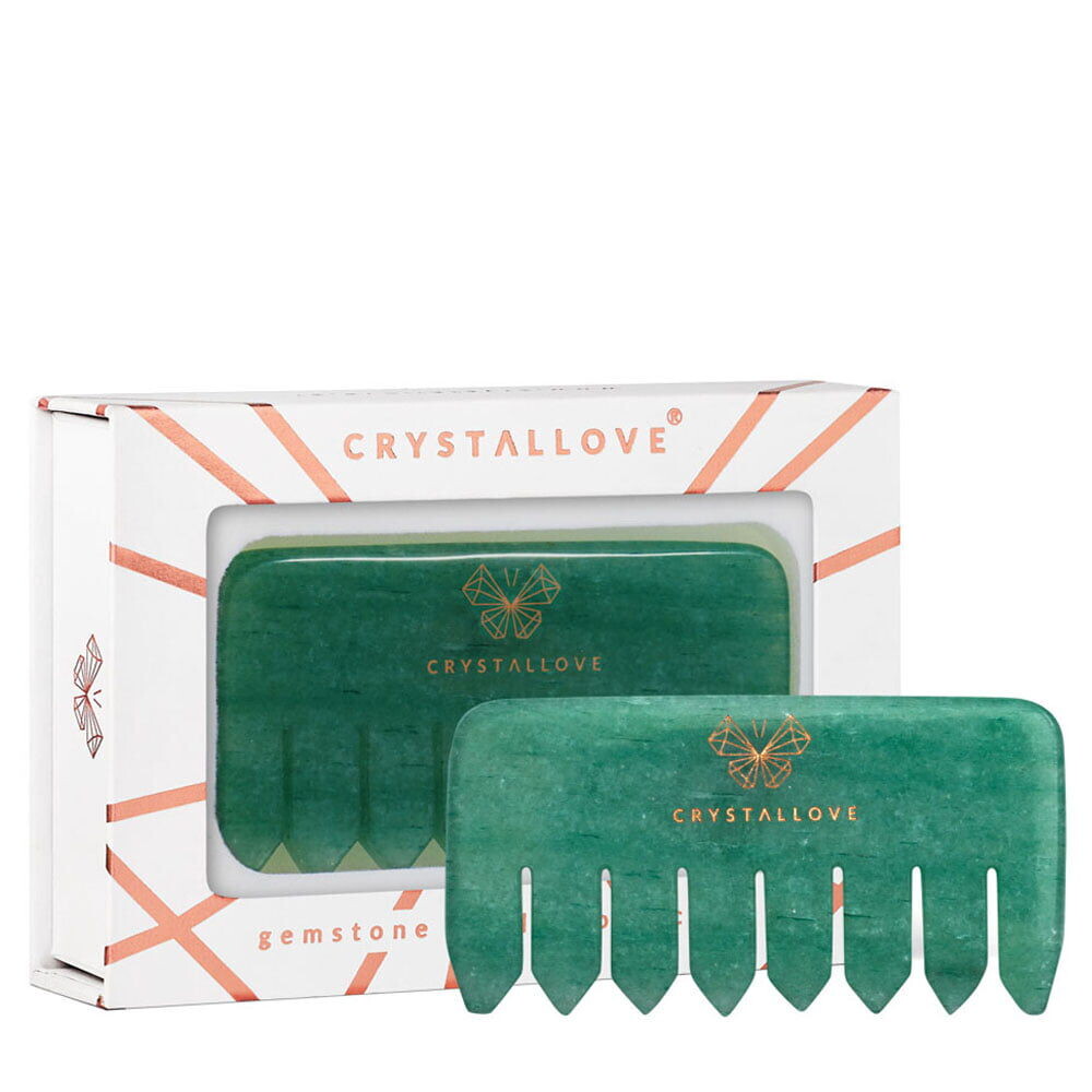 Crystallove Crystal Collection авантюриновая расческа для массажа кожи головы и тела, 1 шт. — фото 2