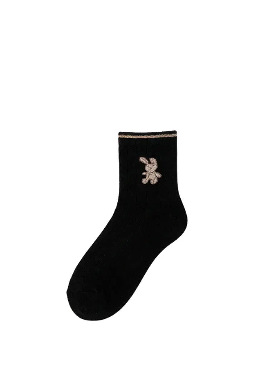 Mädchen socken mit hase motiv - упаковка из 4 шт. - носки Yuhu, Braun Weiß Schwarz — фото 3