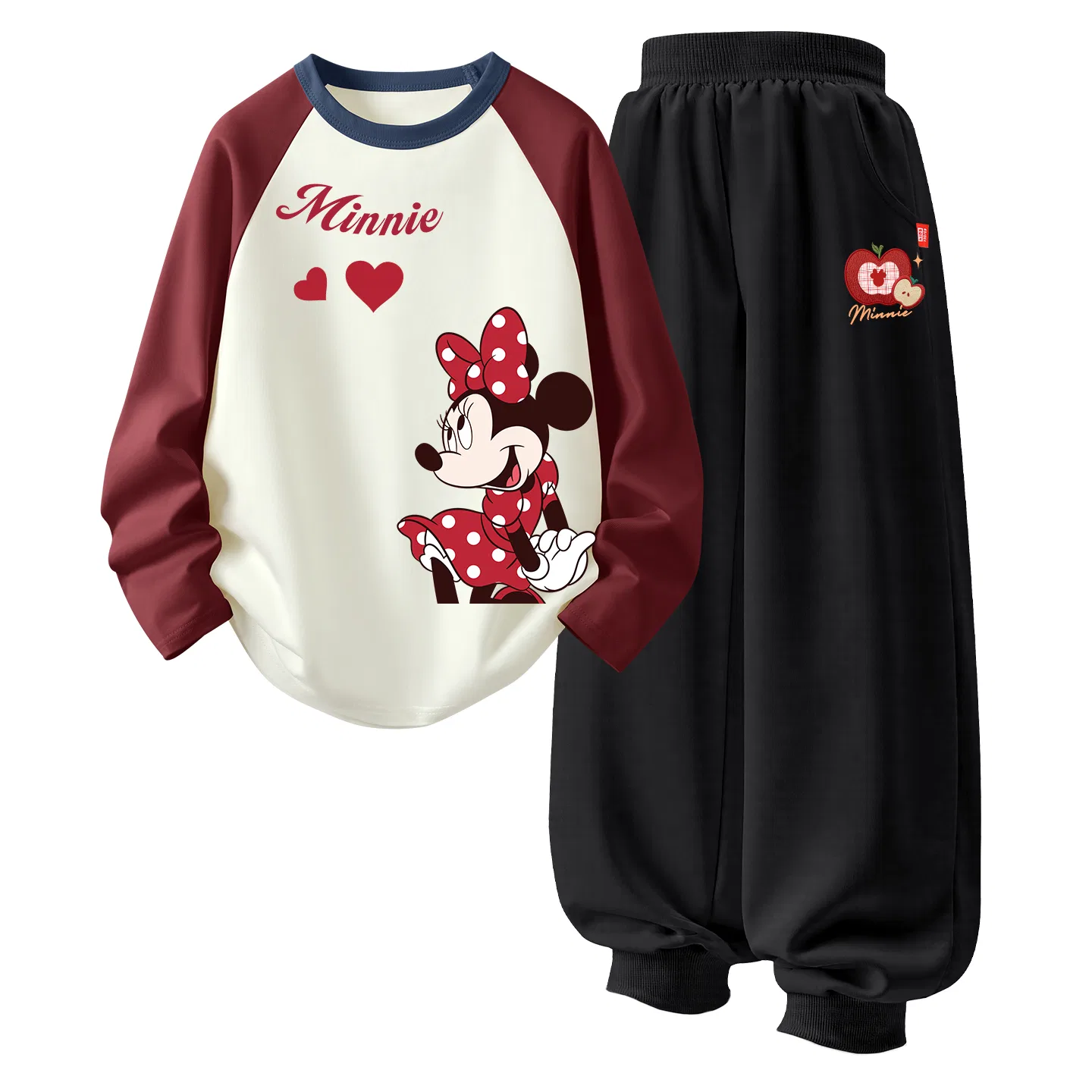 Детский спортивный комплект с принтом Disney, Diwenny K_Dihui Xiaoni Right Lower Hidden Rice Red+Di Apple Nny K Black