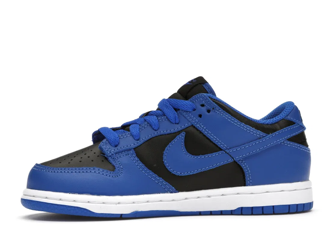 Детские кроссовки для мальчиков с кожаным верхом Nike Dunk Low, Black/Hyper Cobalt/White — фото 3