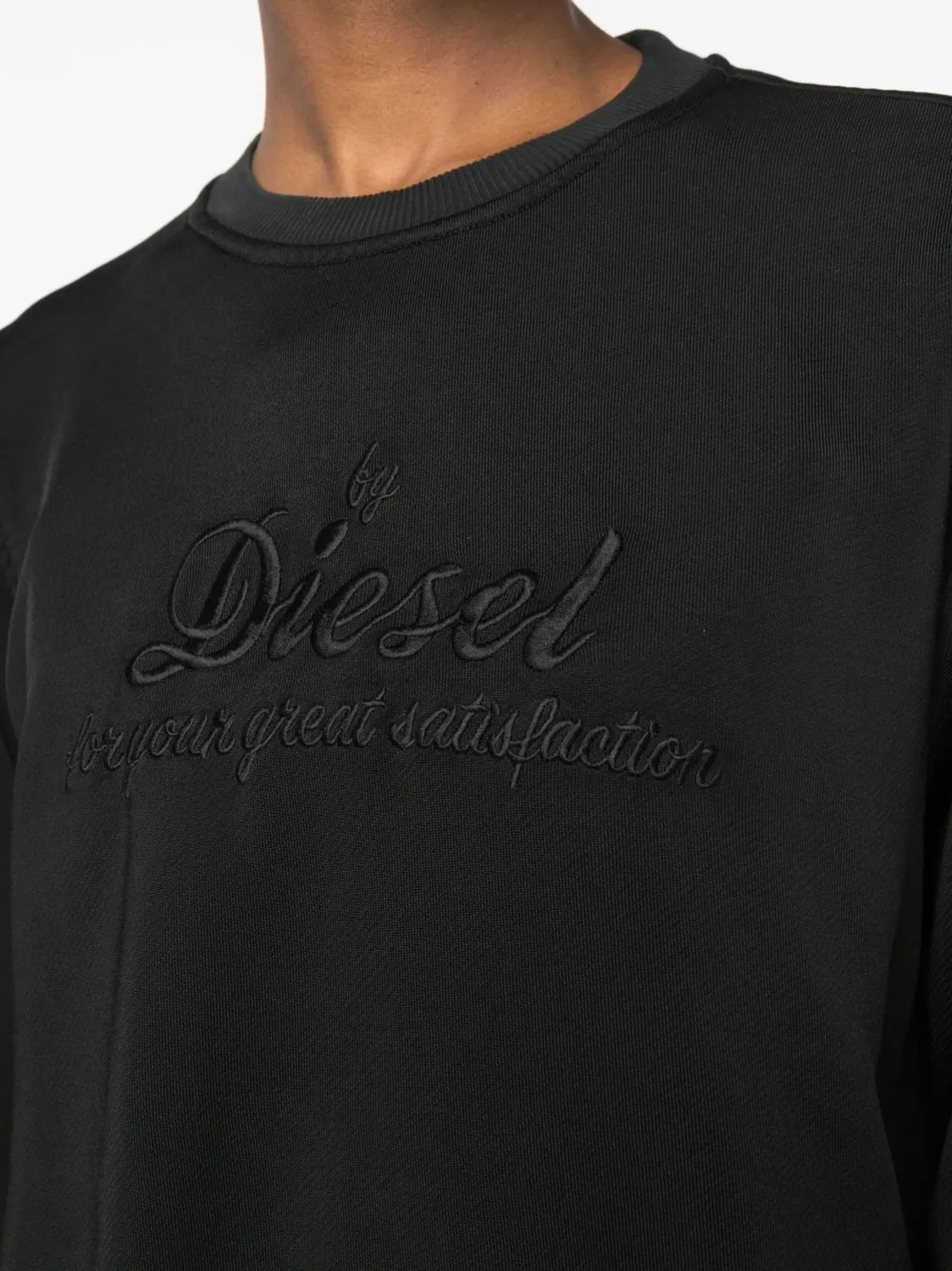 Свитшот с вышитым логотипом Diesel, черный — фото 3