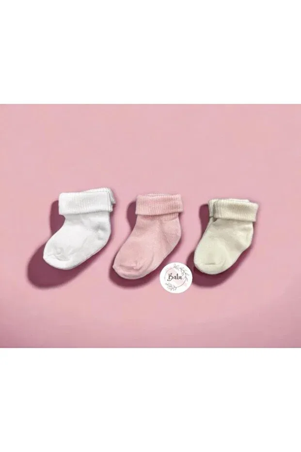 Детские носки для новорожденных хлопковые 3 шт. Batu Giyim, Pink