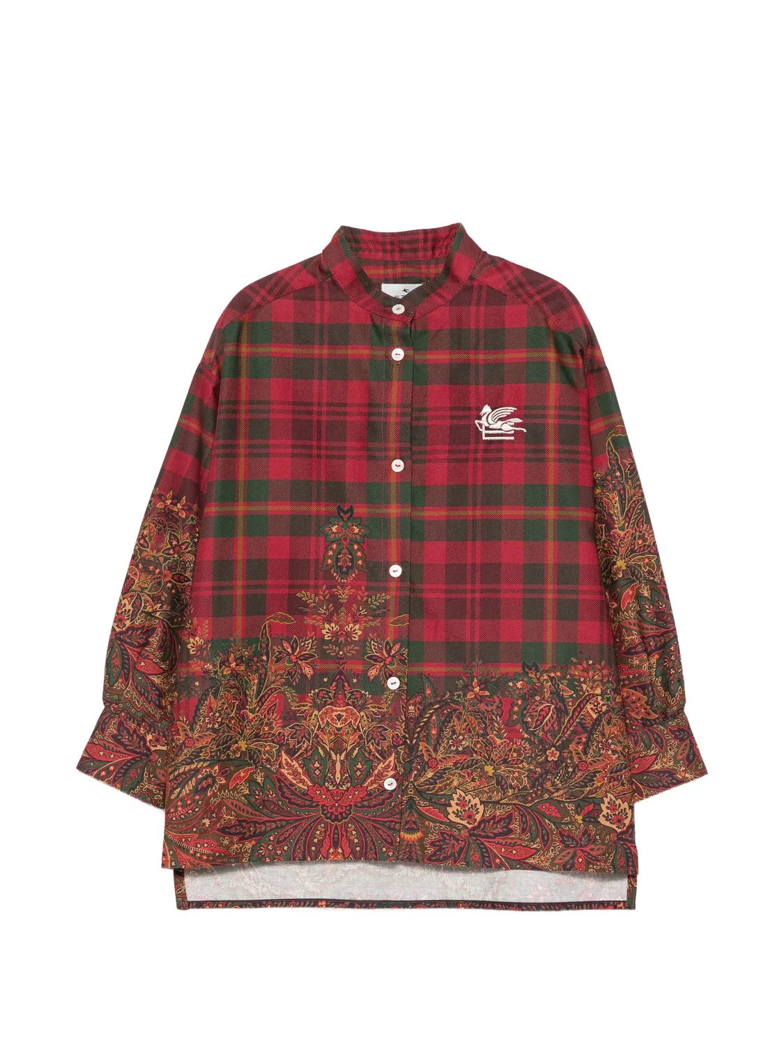Клетчатая рубашка с принтом пейсли Etro Kids, красный