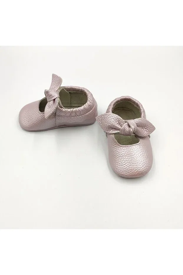 Детские туфли-лоферы для девочек из натуральной кожи Baby star genuine leather pink - 102 ribbon baby loafers Bebekstar, Bright Pink