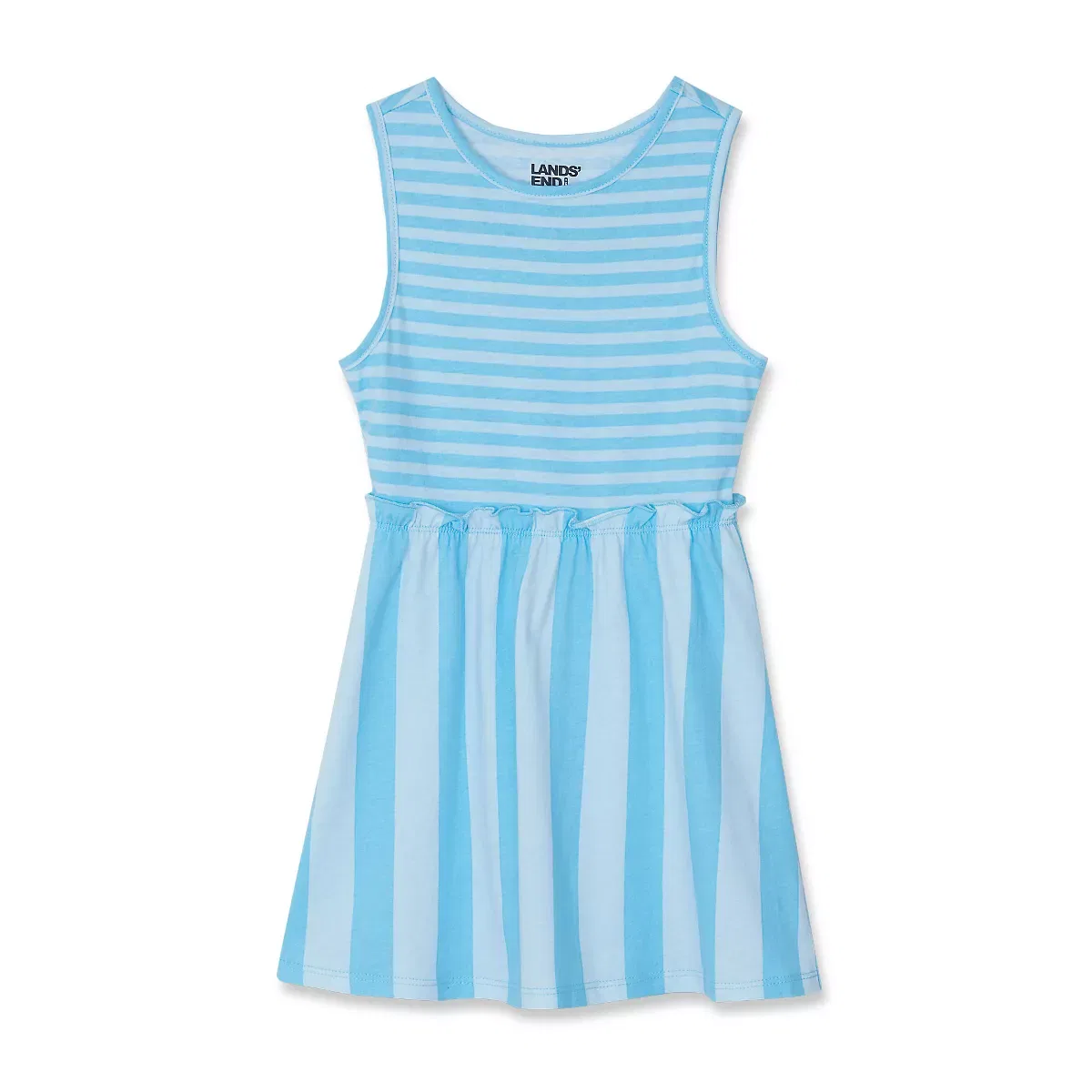 Детская туника для девочек без рукавов Lands' End, Light Blue Stripe — фото 2