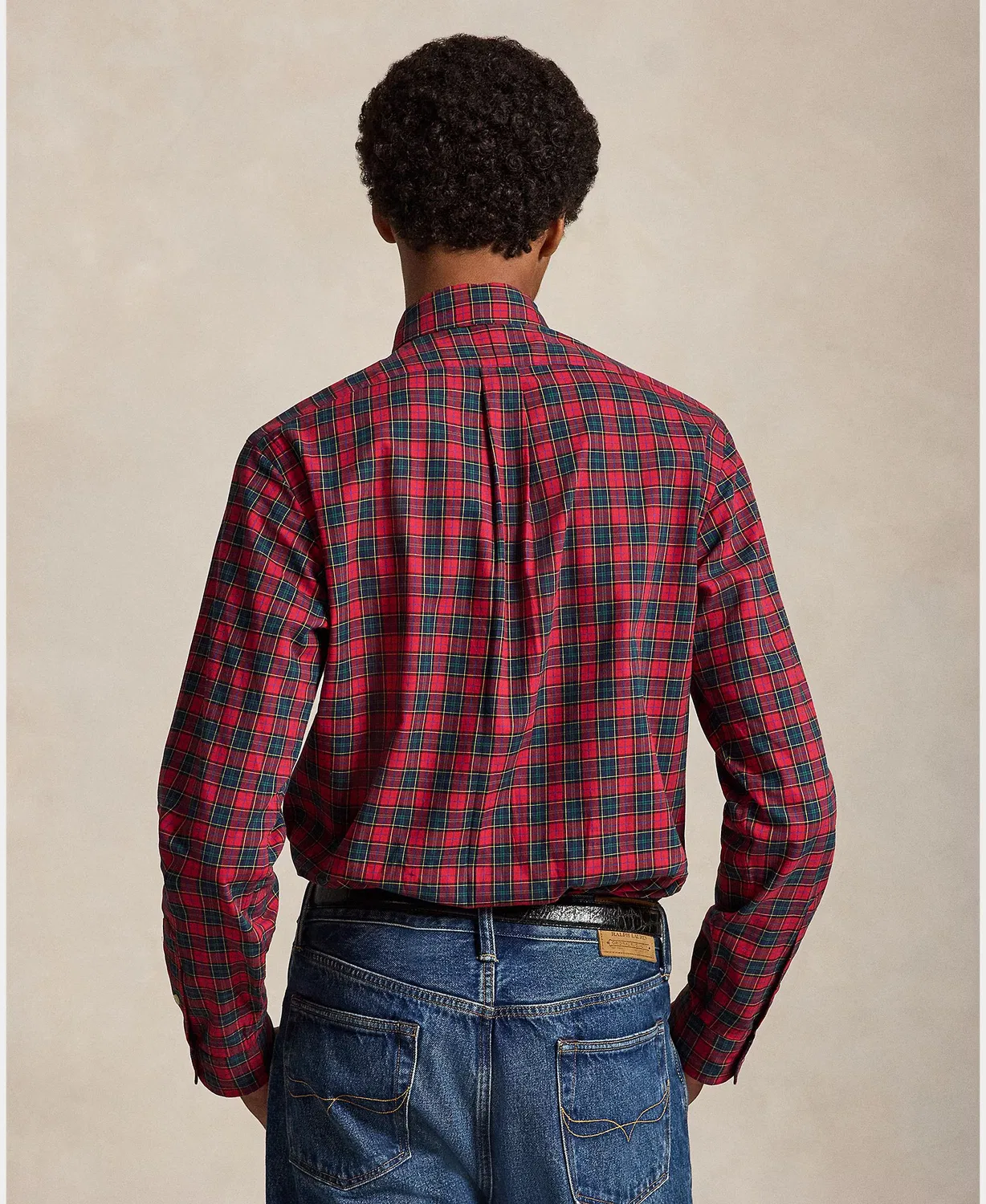 Мужская рубашка в клетку, Custom Fit, Polo Ralph Lauren, темно-красный — фото 2