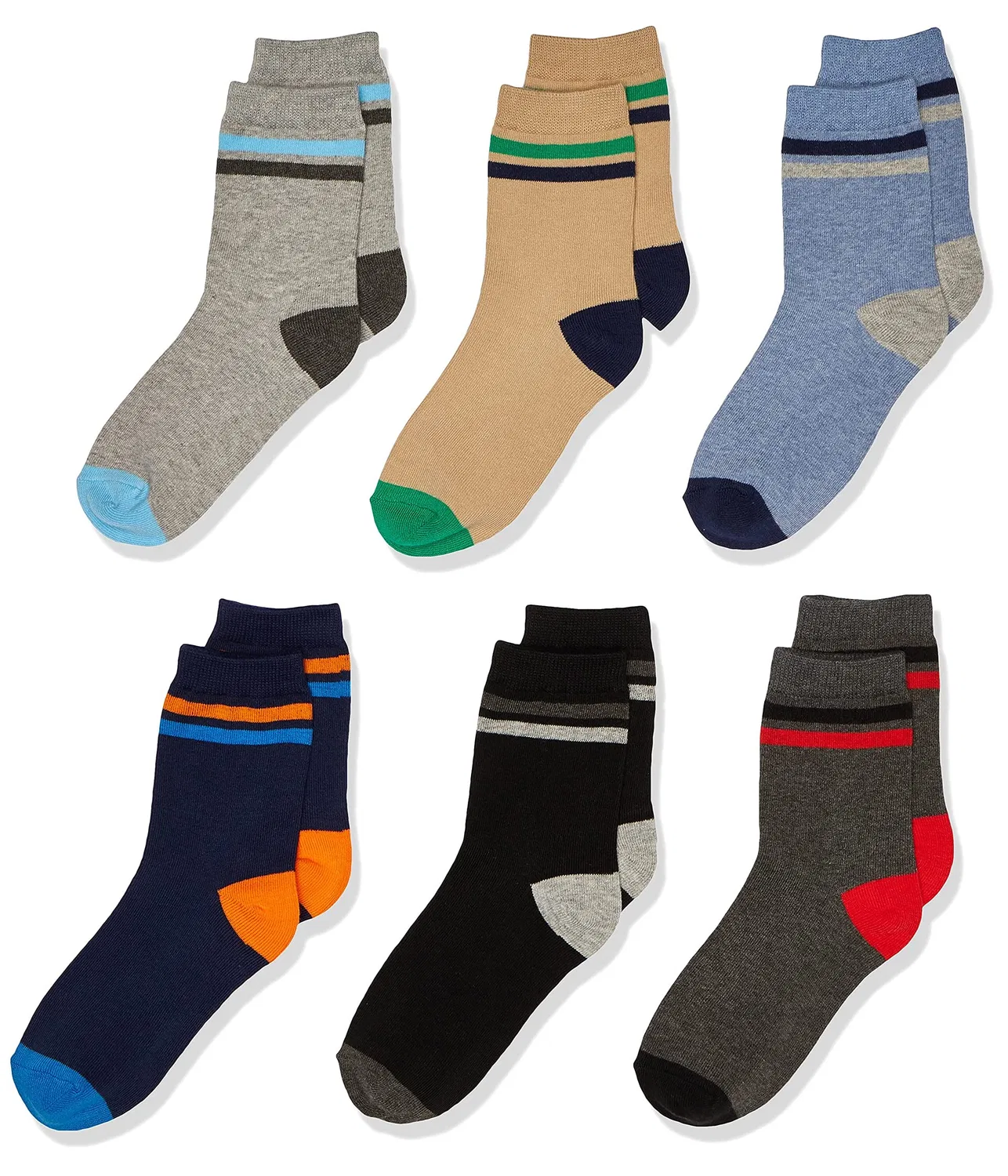 Набор из 6 полосатых носков для мальчиков, разные размеры. Jefferies Socks, Multicolor