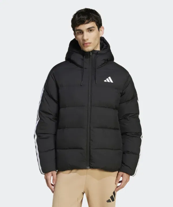 Пуховик с капюшоном Climawarm 3-полосный, Adidas, черный