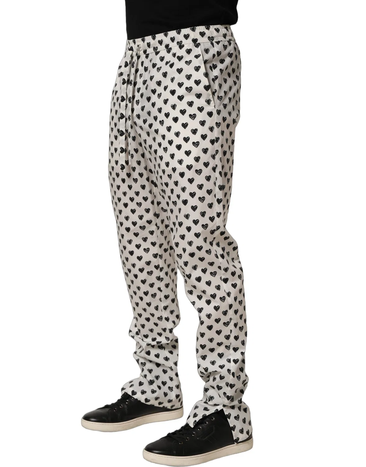Мужские брюки чинос с принтом в виде сердца Chino pants Dolce & Gabbana, White — фото 4