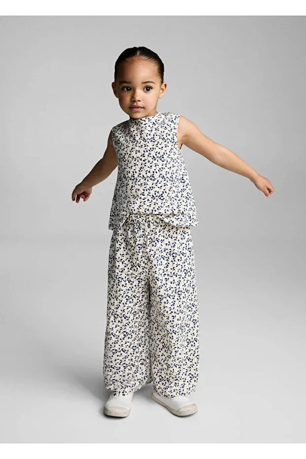 Детские брюки для девочек прямого кроя Mango Baby, White