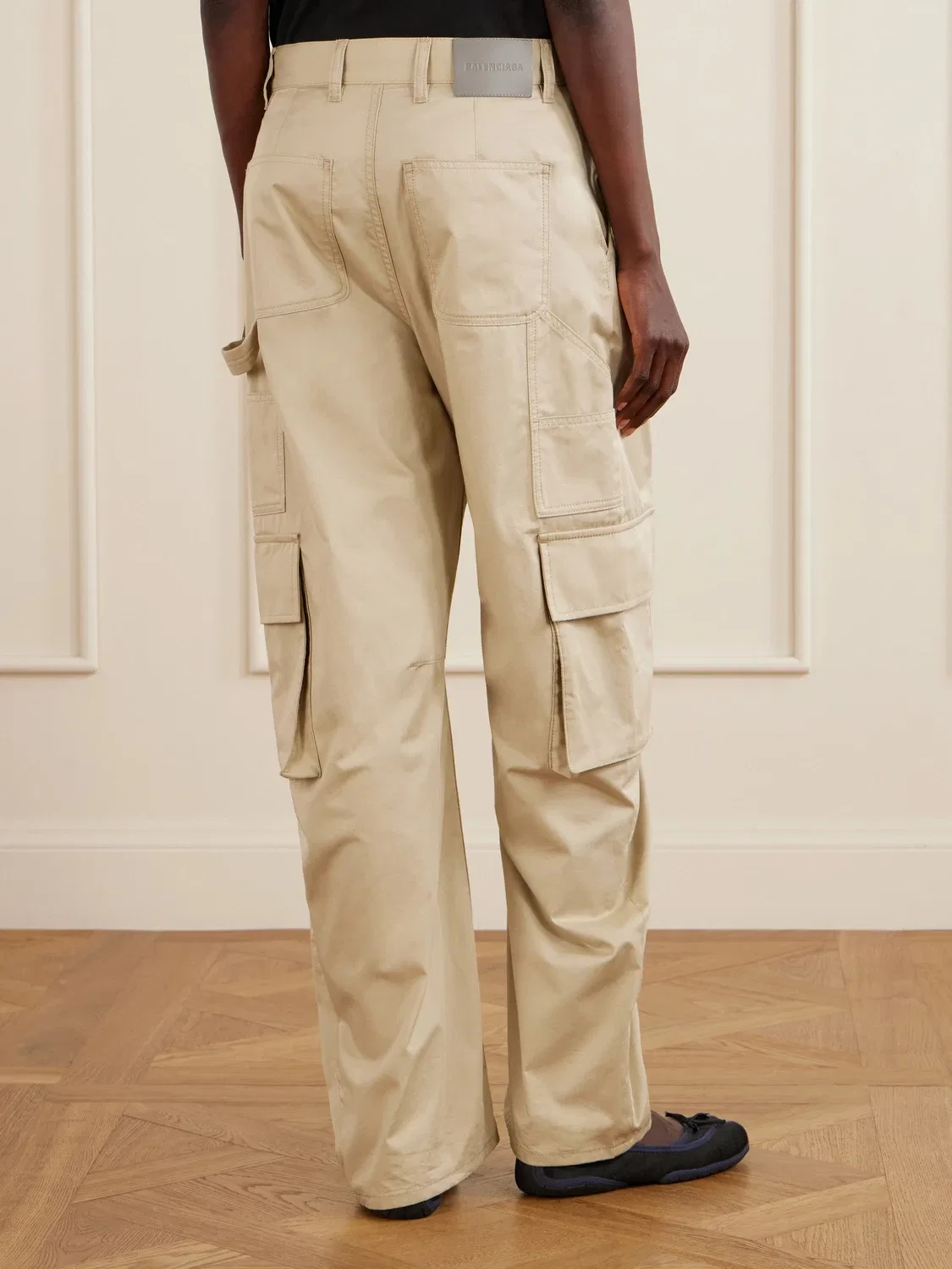 Хлопковые широкие брюки-карго BALENCIAGA, бежевый — фото 4