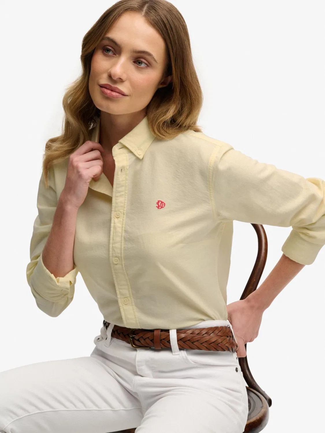 Рубашка оксфорд Slim Oxford Superdry, желтый — фото 4