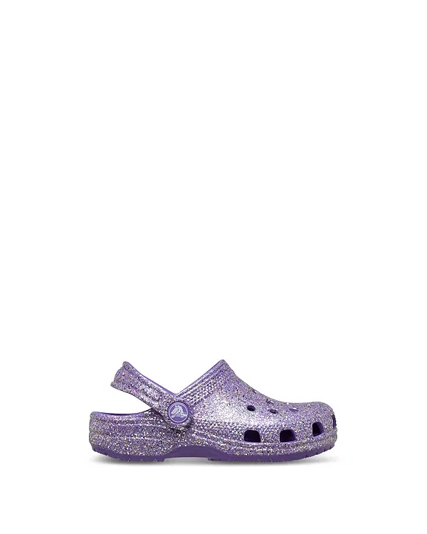 Детские сабо с блестками Unisex Classic Fantasy Glitter Clogs Crocs, фиолетовый — фото 2