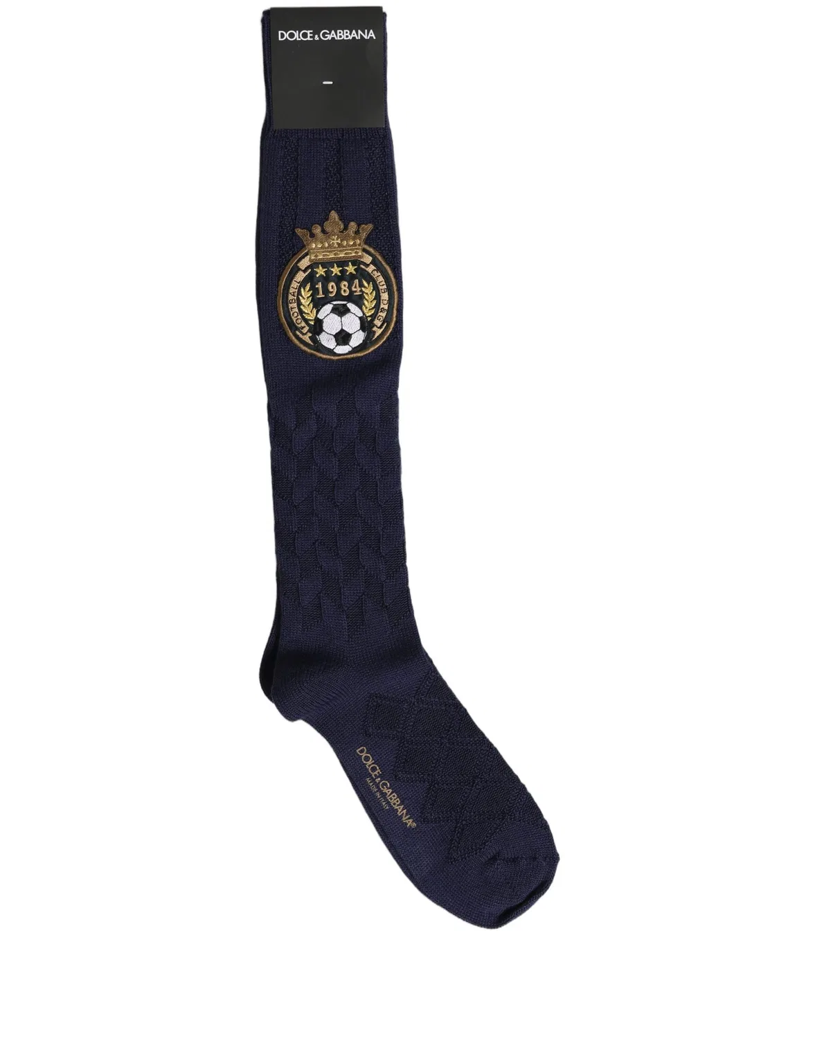 Мужские высокие носки с жаккардовым гербом Dolce & Gabbana, Navy Blue — фото 3