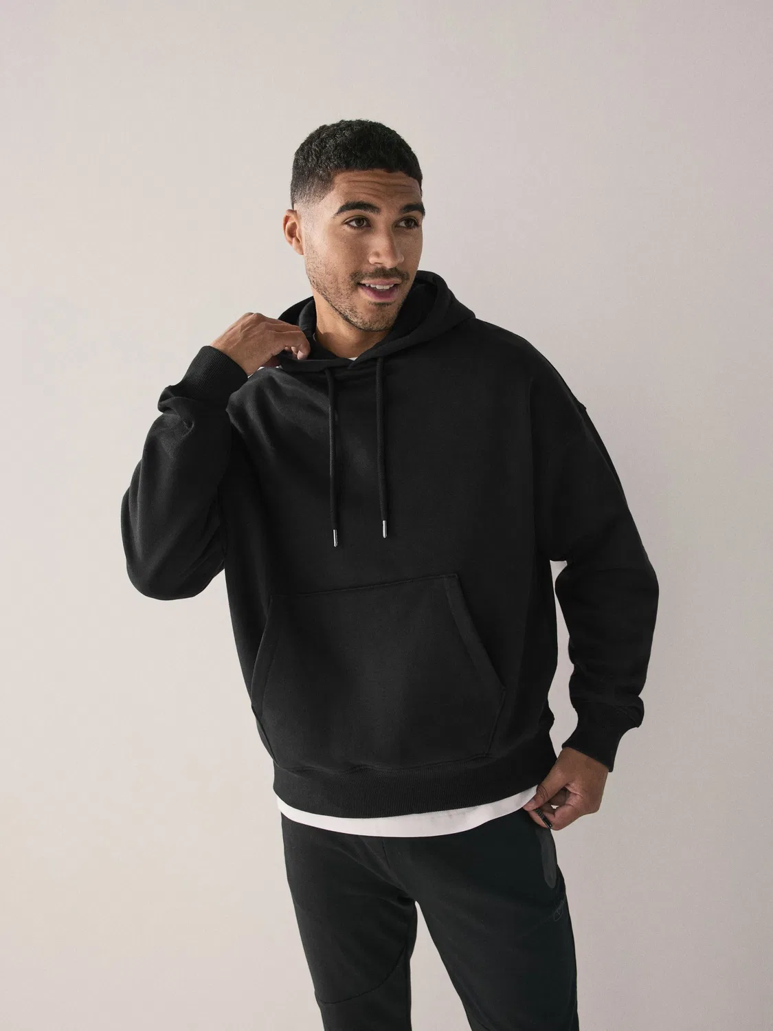 Худи оверсайз Heavyweight Cotton Rich Jersey Next, черный