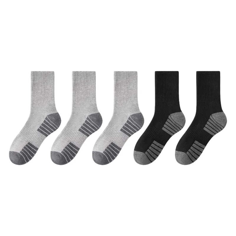 Носки детские унисекс с принтом, набор из 5 пар, MADALLO, Light Gray 3+Black 2