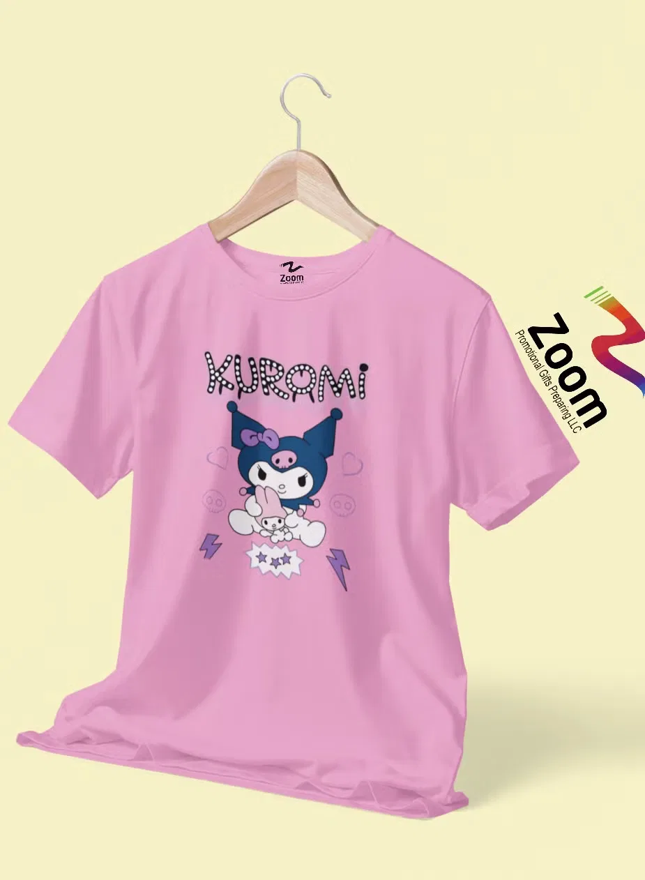 Футболка с принтом Sanrio Kuromi для девочек Zoom, розовый