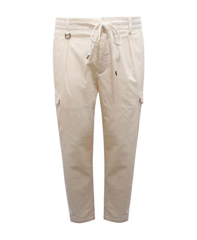 

Бархатные брюки-карго на шнуровке Paolo Pecora, белый