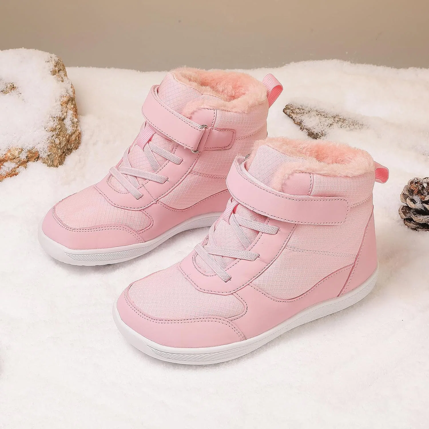 Детские зимние ботинки с широким носком и принтом FLIOZY, Pink — фото 3