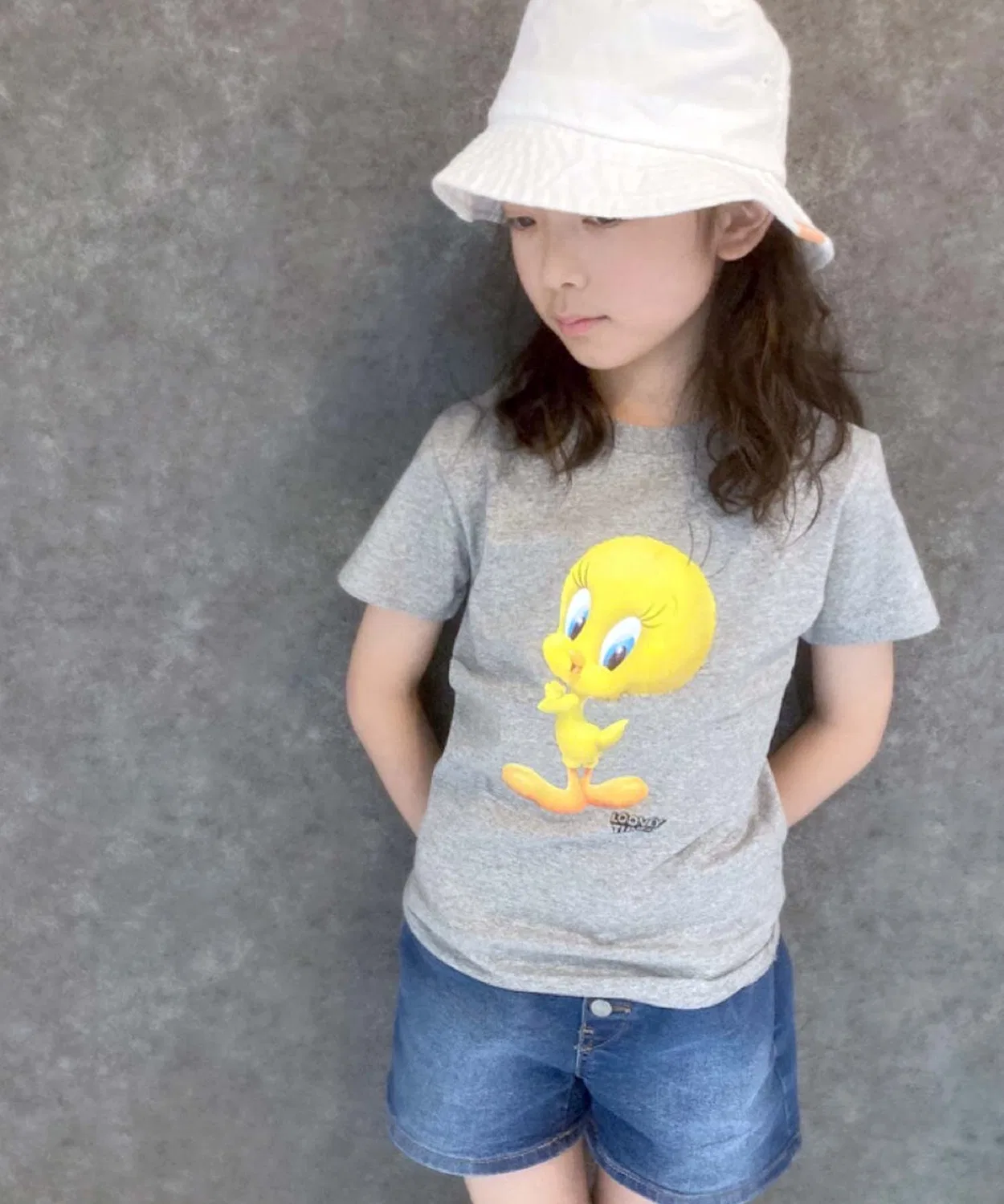 Детская футболка с принтом Looney Tunes Tweety Print Half Sleeve SHISKY, Heather Grey