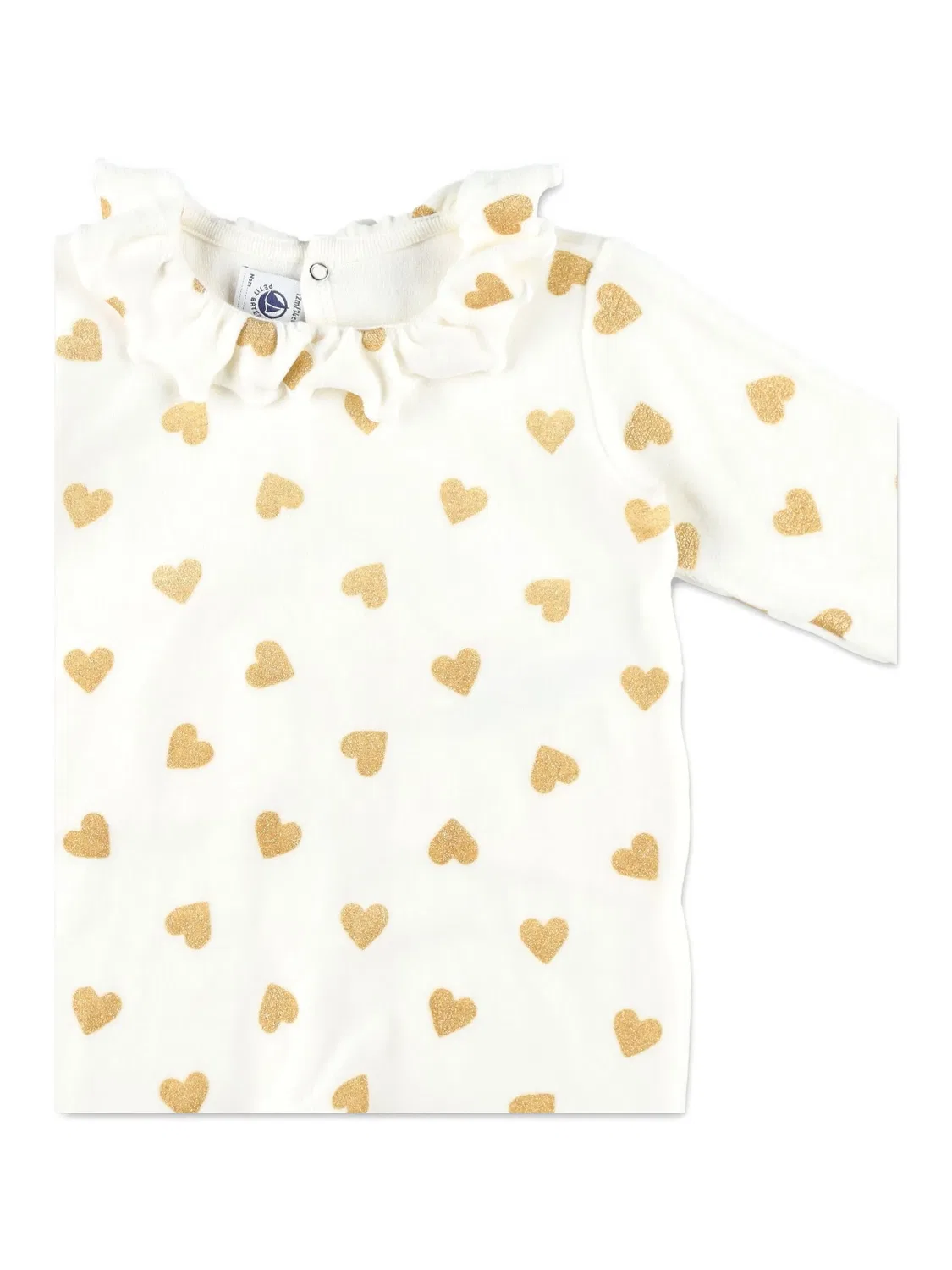 Боди с оборками и принтом Petit Bateau, нейтральные цвета — фото 3